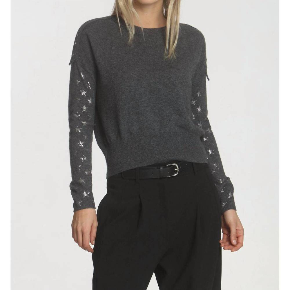 NEW LABEL+THREAD women's zoe star stud top in charcoal